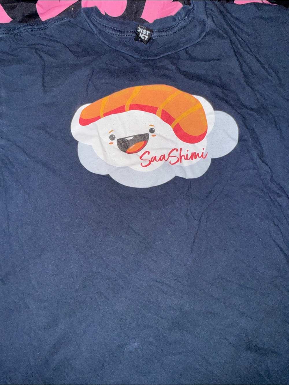 Womens small Navy 'SaaShimi' Sushi Graphic Tee
